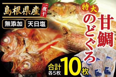 特大のどぐろと甘鯛の一夜干し（10枚セット）【干物セット のどぐろ干物 5枚×230g 甘鯛干物 5枚×325g 無添加 天日塩 のどぐろ ノドグロ 特大 アマダイ 干物 個包装 真空パック 父の日 母の日】
