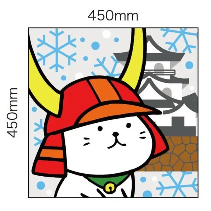 ひこにゃん スクエアフロアマット［冬：雪の模様］