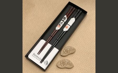 夫婦円満漆箸・箸置きプレミアムセット（軽井沢彫） 工芸品 夫婦箸 