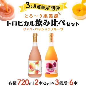【定期便・全3回】驚きの果実感！グァバ・パッションフルーツドリンク２本セット(各720ml)×3回_K021-T004