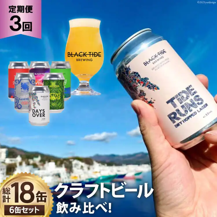 3回 定期便 BTB クラフトビール 6缶 セット【総計18缶】 [BLACK TIDE BREWING 宮城県 気仙沼市 20565981]