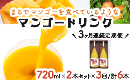 【定期便・全3回】まるでマンゴーをたべているような！マンゴードリンク(720ml×2本)×3回_K021-T011