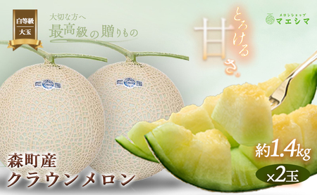クラウンメロン【並（白等級）】大玉（1.4kg前後）2玉入り 果物類 メロン青肉 フルーツ 