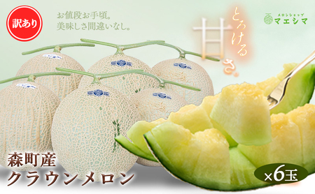 クラウンメロン 訳あり6玉 果物類 メロン青肉 フルーツ 