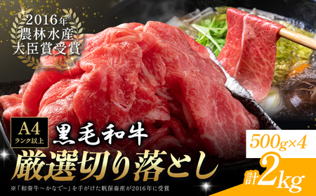 厳選 くまもと黒毛和牛 切り落とし 2kg ( 1パック 500g ) 《30日以内に出荷予定(土日祝除く)》和牛焼肉LIEBE くまもと 黒毛和牛 切り落とし