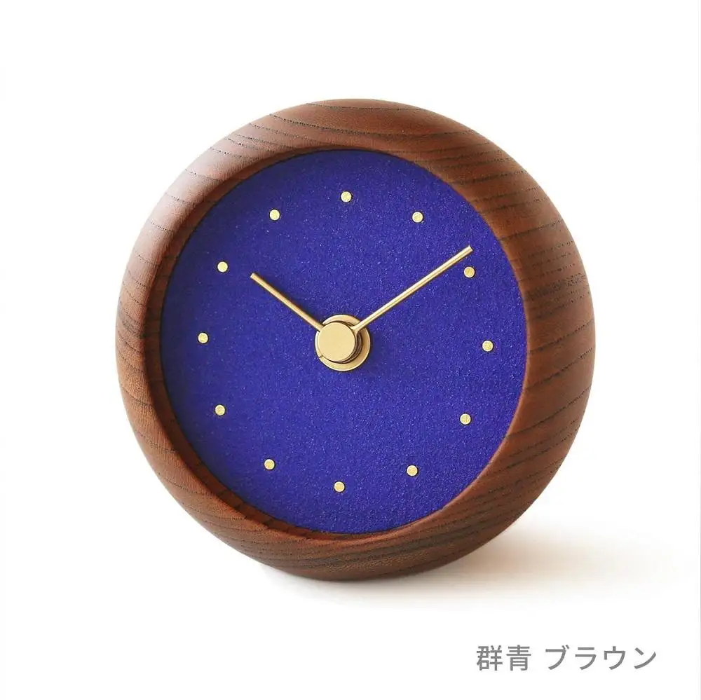 はなもっこ 置時計 群青　ブラウン