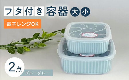 【波佐見焼】便利な蓋つき容器 大・小（ブルーグレー）2個セット 保存容器 食器 皿 【和山】 [WB128]  波佐見焼