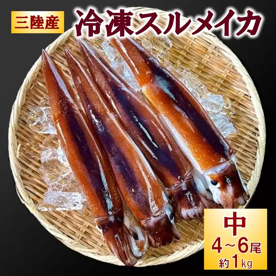 冷凍スルメイカ 中 ４本～６本 （約１kg前後） いか 刺身 いかめし イカの塩辛 イカ焼き
