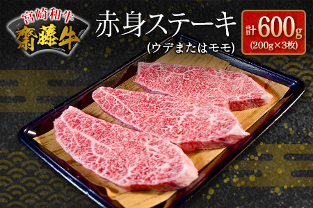 齋藤牛 赤身ステーキ（200g×3枚）計600g【C364】