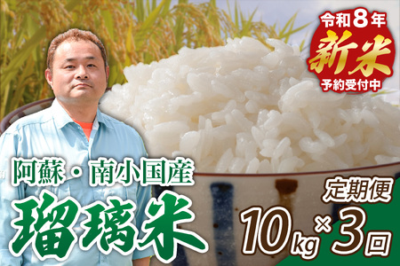 【予約受付】【3ヶ月定期便】令和8年産・新米 瑠璃米 10kg 予約 新米 3ヶ月 定期便 令和8年産 南小国産 米 白米 精米 5kg 2袋 お米 ご飯 産地直送 髙村農園 熊本 阿蘇 南小国町 送料無料