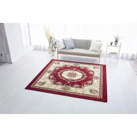 絨毯 ラグマット 2畳 正方形 200×200 洗える プレミアムローズ エンジ_雑貨・日用品  家具・インテリア _【1040345】