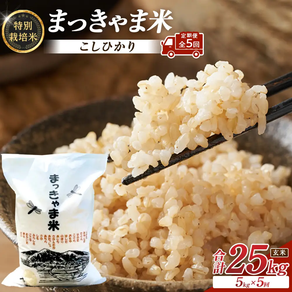 （毎月／全5回）【玄米】定期便　特別栽培米 石川県産こしひかり棚田米”まっきゃま米”