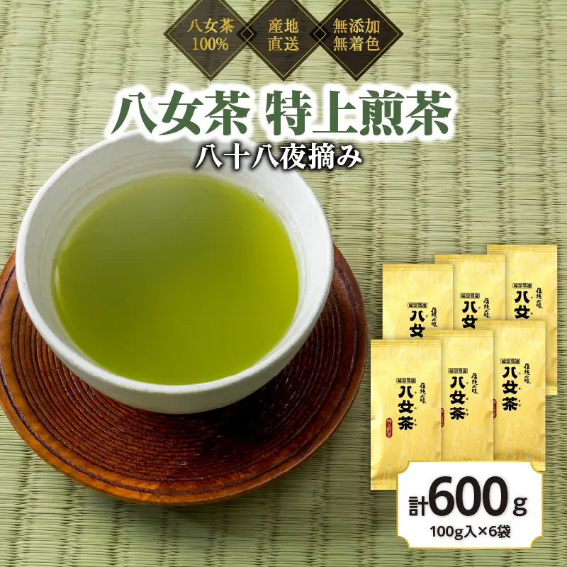 八女茶100％ まろやかなコクとさわやかな後味「特上煎茶」100g×６袋＜岩崎園製茶＞　075-022