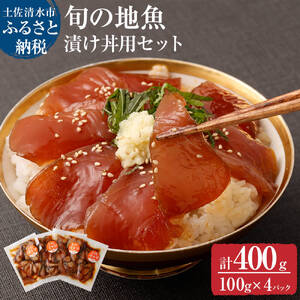 旬のお魚漬け丼セット100g×4P（魚種1種類おまかせ）400g 【R00364】