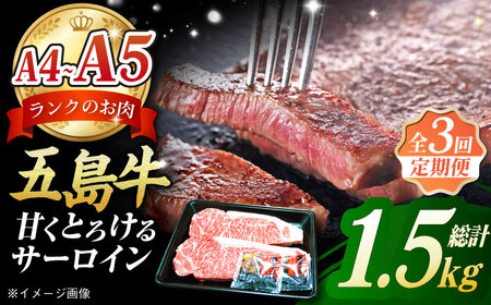 【3回定期便】五島牛 サーロインステーキ500g（250g×2枚） 五島市/肉のマルヒサ[PCV011] 