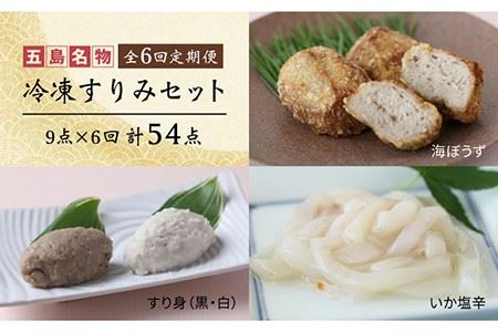 【6回定期便】冷凍すりみセット （すり身2種/魚メンチ/いかの塩辛） 五島市/浜口水産[PAI019] かまぼこ すり身 つみれ ギフト 練り物 天ぷら 詰め合わせ セット おつまみ