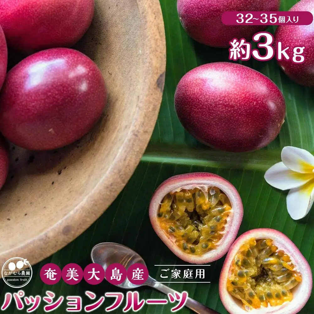 【先行受付】奄美大島産 パッションフルーツ ご家庭用3kg（32～35個入）|パッションフルーツ