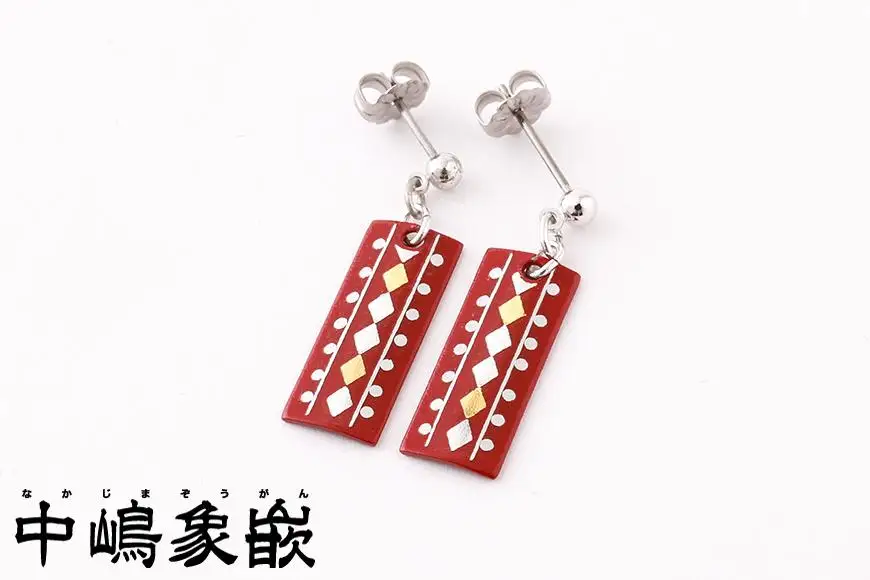 【中嶋象嵌】長四角　ピアス〈ダイヤ〉