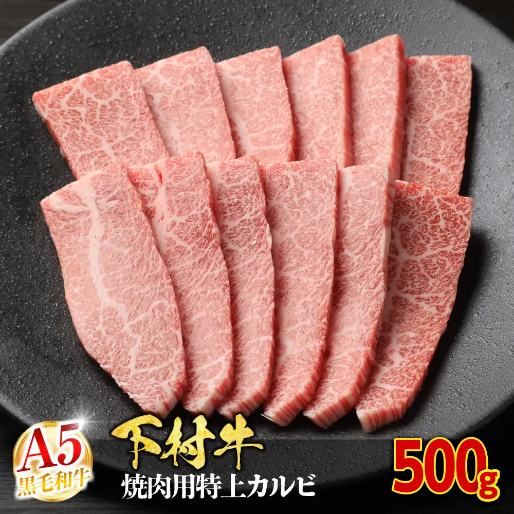 【定番】大府特産A5黒毛和牛下村牛焼肉用特上カルビ　500g