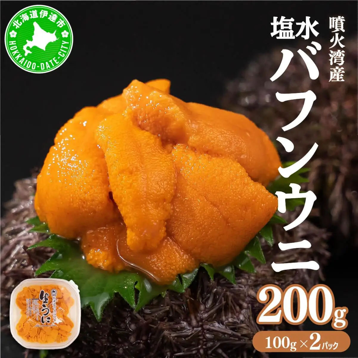 5525-0662]北海道 噴火湾産 塩水 バフンウニ 100g 2パック 計200g うに