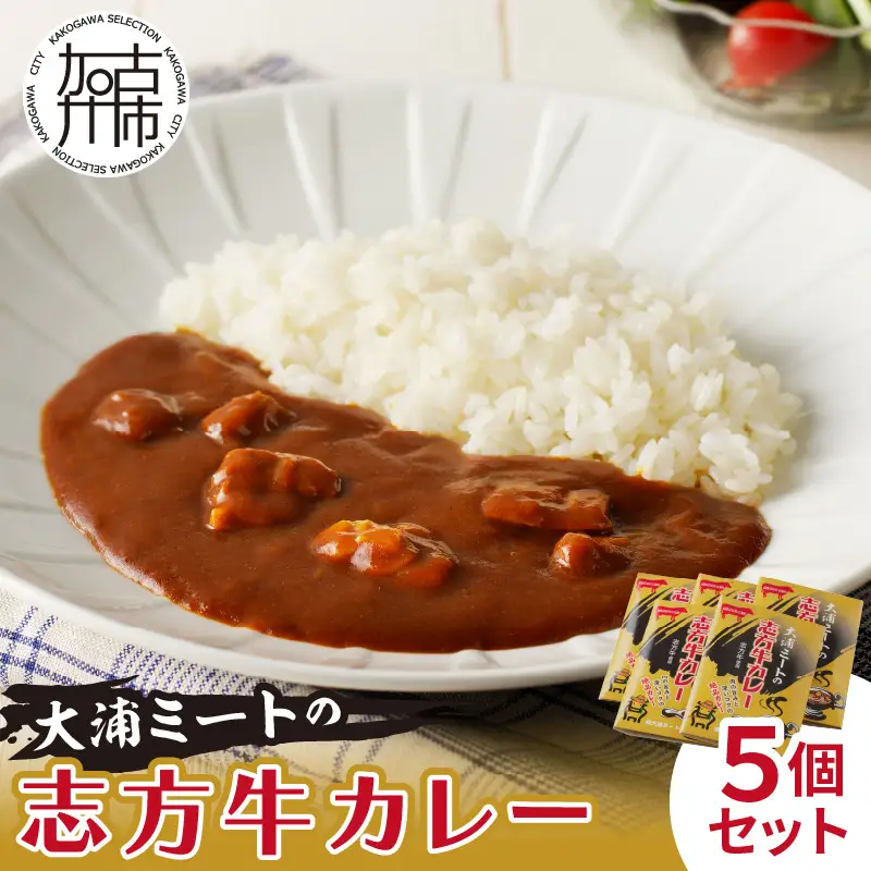 大浦ミートの志方牛カレー 5個セット《 おすすめ カレー 人気 美味しい レトルト 牛肉 ビーフカレー セット 詰め合わせ お取り寄せ グルメ 送料無料 》【2400I00212】