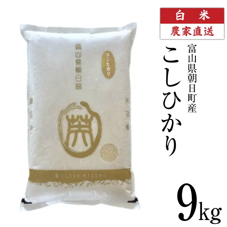 【期間限定発送】 米 令和7年産 こしひかり 精米 9kg [クリーンみず穂 富山県 朝日町 34310568]