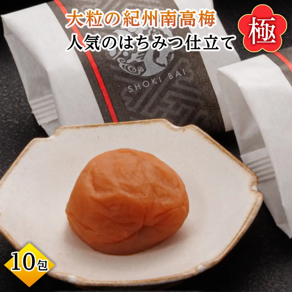 大粒の紀州南高梅 人気のはちみつ仕立て「極」10包　［SB1］