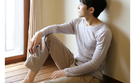 《絹生活研究所》インナー／メンズ／長袖／グレー インナーウェア 下着 肌着 ファッション 服 男性  Lサイズ