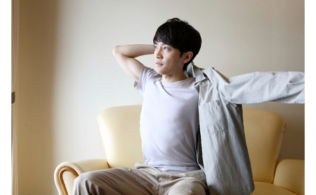 《絹生活研究所》インナー／メンズ／半袖／グレー インナーウェア 下着 肌着 Tシャツ ファッション 服 男性  Mサイズ