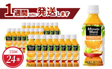 ミニッツメイドオレンジブレンド 350mlPET（24本入） セット ペットボトル バレンシアオレンジ 果汁100% ジュース 健康果実 コカ･コーラ 飲料 清涼飲料水 ドリンク フルーツ フルーツジュース ソフトドリンク 滋賀県 守山市 送料無料 BB-0015