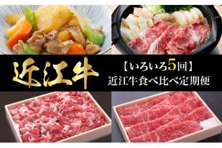 【いろいろ5回】近江牛食べ比べ定期便  近江牛 ５カ月お届け 定期便 冷蔵 国産 黒毛和牛 霜降り 牛肉 牛 ブランド和牛 産地直送 ブランド牛 人気 お取り寄せ お取り寄せグルメ AJ-T002