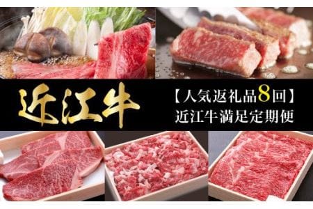 【人気返礼品8回】近江牛満足定期便  冷蔵 国産 黒毛和牛 霜降り 牛肉 牛 産地直送 ブランド牛 人気 お取り寄せ お取り寄せグルメ AJ-T003