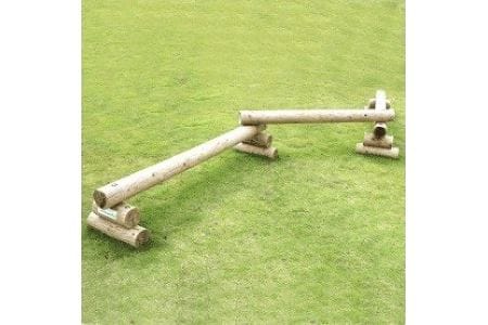 木製平均台２連結 |  遊具 木 無塗装 カーキ ブラウン