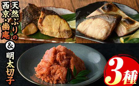 ブリ西京5食・幽庵5食・明太子切子450gのセット(計3種) 福岡 ぶり ブリ 鰤 玄界灘 魚 さかな 西京漬 幽庵漬 味噌漬け 柚子 めんたいこ 辛子明太子 明太 魚卵 海鮮 切れ子 食べ比べ おかず 晩酌 おつまみ 惣菜 焼き魚 小分け 冷凍【マル五】as06-009