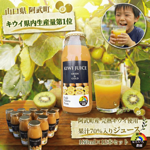 阿武町産 完熟 キウイ フルーツ 70％ 果汁入り 180ml×12本セット 飲みきりサイズ 朝食 や毎日の ビタミン 補給 に最適 フルーツジュース