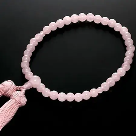 数珠女性用　ローズクォーツ　正絹花かがり房　桐箱入【1017408】
