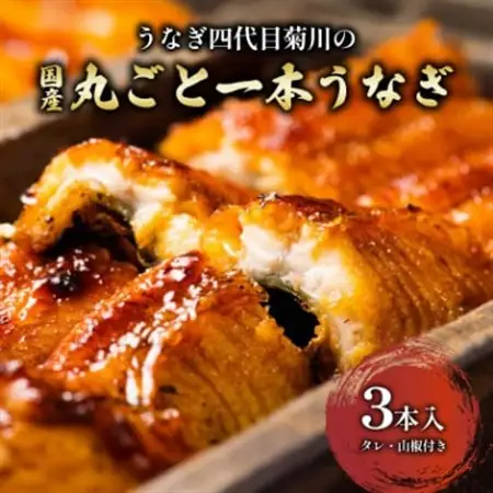 うなぎ四代目菊川の「丸ごと一本鰻」3本入【配送不可地域：離島】【1228662】