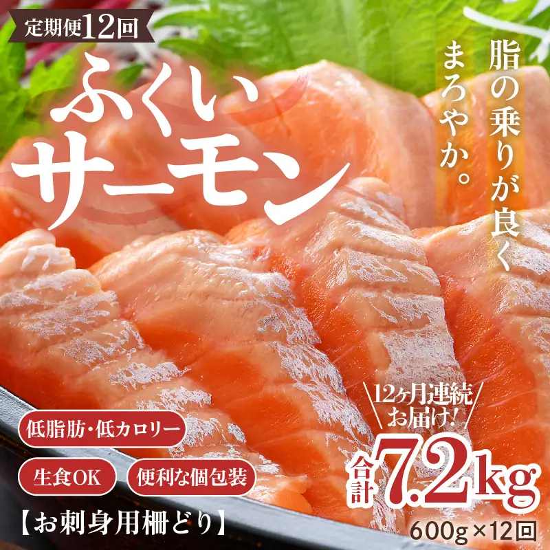《定期便12回》ふくいサーモン 柵どり 150g×4パック 計600g ＜度抜群！＞ ／サーモン 鮭 [aw002-o001]