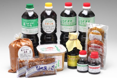 ハナブサ醤油 醤油と味噌の調味料セット だし醤油 味噌 しょうゆの実 卓上だし醤油 焼きもち醤油 卵かけごはん醤油 加工味噌 だし 餅 もち 卵かけごはん 醤油 調味料 詰め合わせ セット 1823年創業 老舗の味 家庭 普段使い 発酵食品