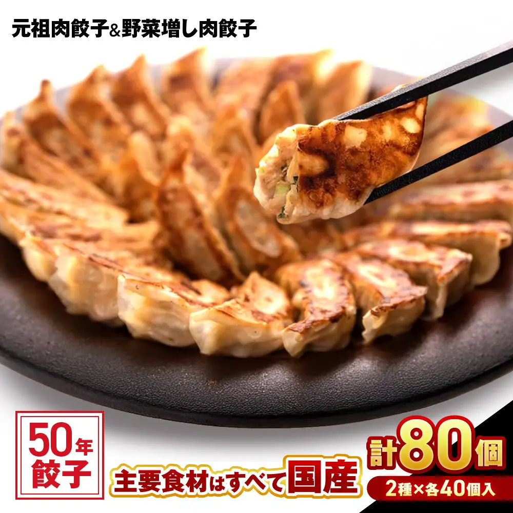50年餃子　元祖肉餃子＆野菜増し肉餃子 各種40個入り