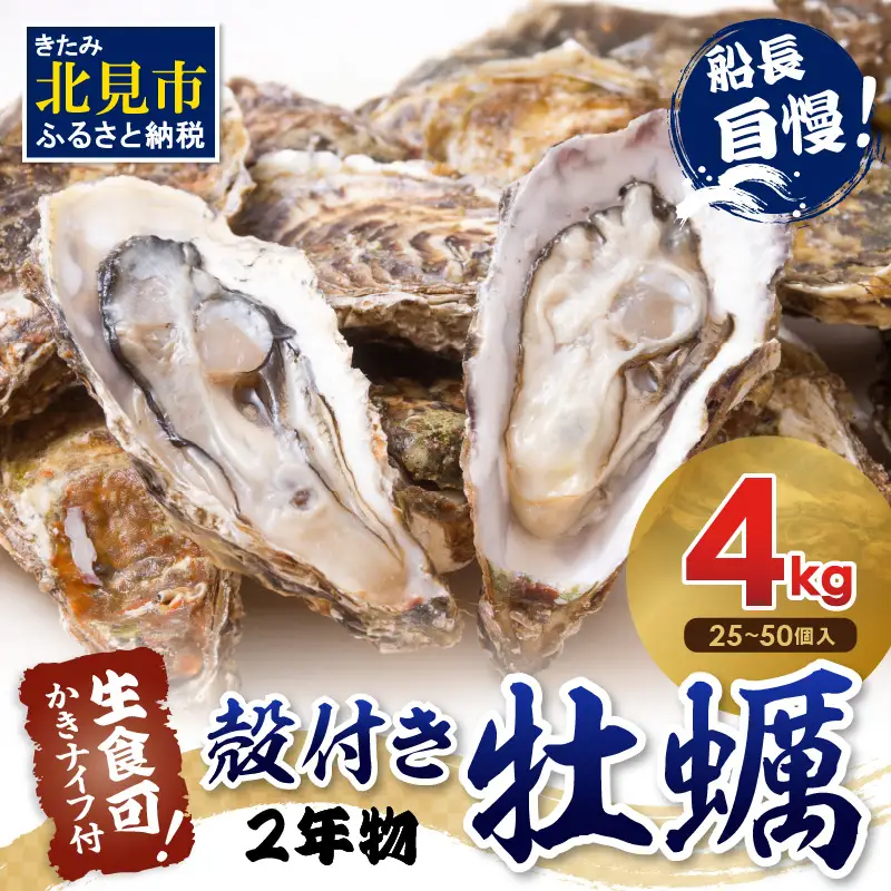 【予約：2026年10月中旬から順次発送】サロマ湖自慢の殻付きカキ貝 2年物 4kg詰め ( 牡蠣 かき 濃厚 魚介類 貝類 カキ ふるさと納税 牡蠣 北見市 BBQ )【114-0071-2026】
