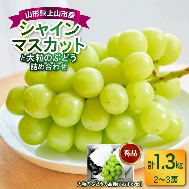 シャインマスカットと大粒ぶどうの詰合せ（品種おまかせ）１.３ｋｇ　0017-2608