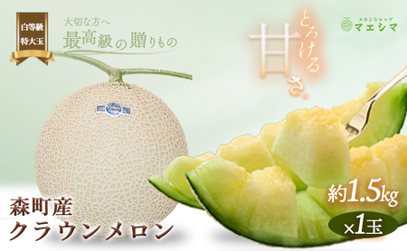 クラウンメロン【並（白等級）】特大玉（1.5kg前後）1玉入り 果物類 メロン青肉 静岡県産 
