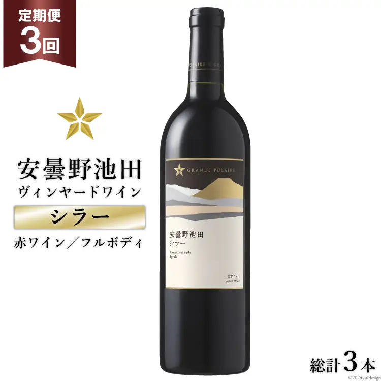 定期便 3回 赤ワイン サッポロ グランポレール 安曇野池田ヴィンヤード「シラー」750ml 総計 3本 [ナチュラルマルシェ ソヨソヨ 長野県 池田町 48110855]