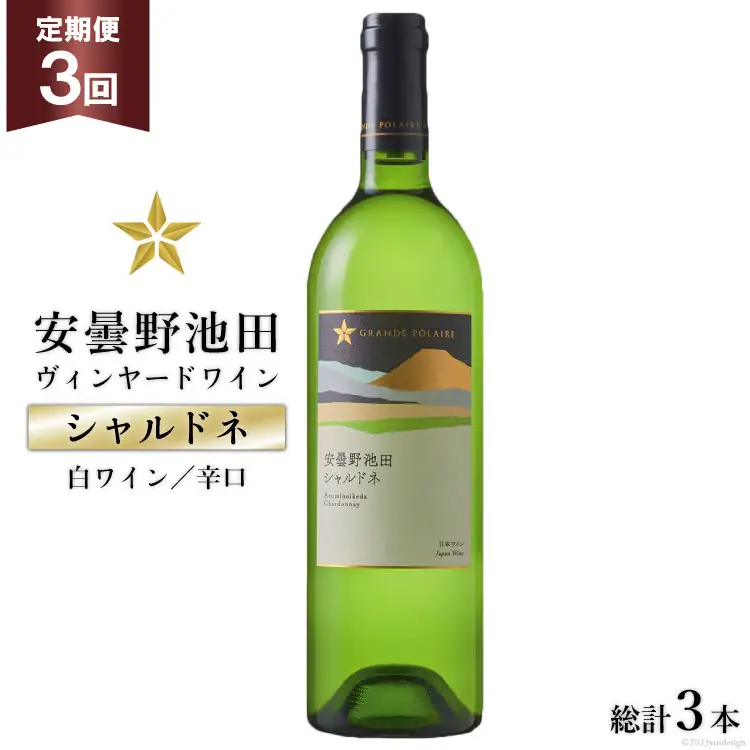 ワイン 白 辛口 定期便 3回 サッポロ グランポレール 安曇野池田ヴィンヤード「シャルドネ」750ml 総計3本 白ワイン ギフト プレゼント 贈答 / ナチュラルマルシェ ソヨソヨ / 長野県 池田町 [48110861]