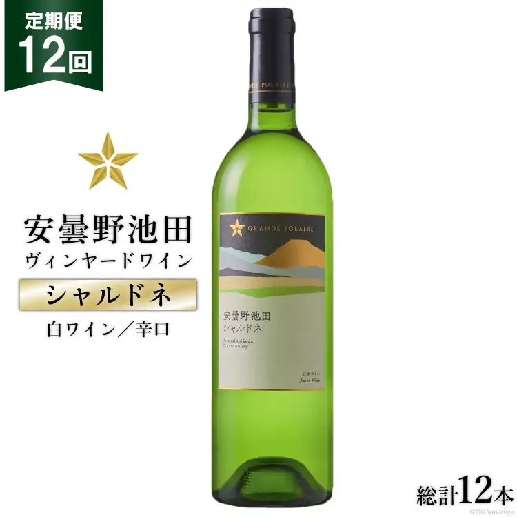 ワイン 白 辛口 定期便 12回 サッポロ グランポレール 安曇野池田ヴィンヤード「シャルドネ」750ml 総計12本 白ワイン ギフト プレゼント 贈答 / ナチュラルマルシェ ソヨソヨ / 長野県 池田町 [48110863]