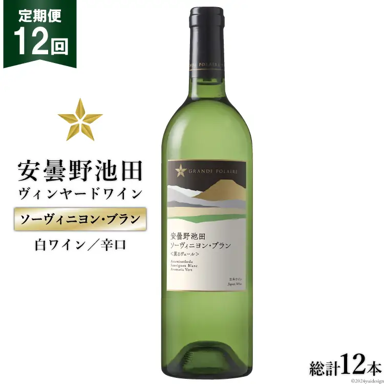 12回 定期便 白ワイン サッポロ グランポレール 安曇野池田ヴィンヤード「ソーヴィニヨン・ブラン」750ml 総計12本 [ナチュラルマルシェ ソヨソヨ 長野県 池田町 48110866] 