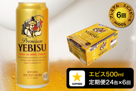T0085-2206　【定期便6回】エビスビール500ml×1箱(24缶)