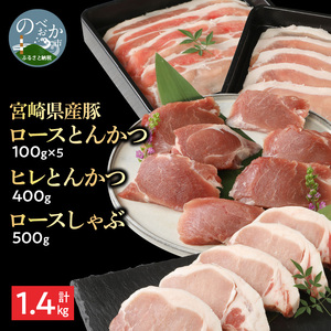 豚ロースとんかつ100g×5ロースしゃぶ500gヒレとんかつ400g計1.4kg N0147-YA861