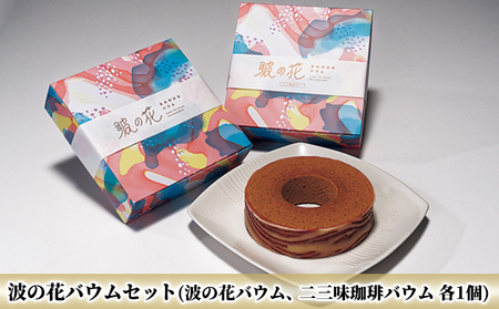 波の花バウムセット（波の花バウム、二三味珈琲バウム　各1個） お菓子 スイーツ 珠洲の塩 焙煎珈琲 